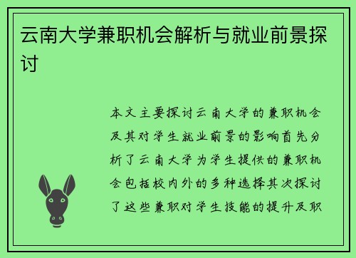 云南大学兼职机会解析与就业前景探讨